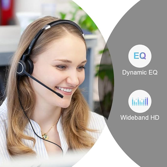 VT Wired UC-Headset with Dual Noise-Cancelling-Microphones - Work Headphones with USB-A Connectivity for PC/Laptop/IP Phones Compatible with MS Teams Used for Zoom,Jabber,GoogleMeet,Genesys,3CX,etc.