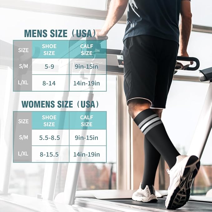 BLUEENJOY Copper Compression Socks for Women & Men (6 pairs) - Best Support for Nurses, Running, Hiking, Recovery