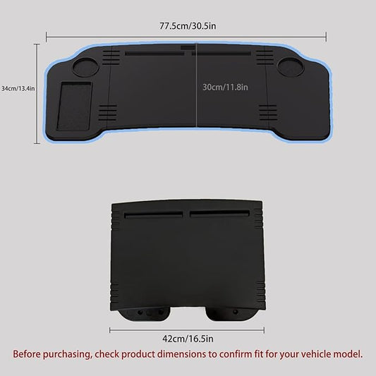 Ronsoile for Tesla Model 3 Y | Foldable Laptop Car Desk | Steering Wheel Table with Cup Holder | Multi-Position Backseat Travel Tray for Kids, Food & Tablets | Long Trip Essentials