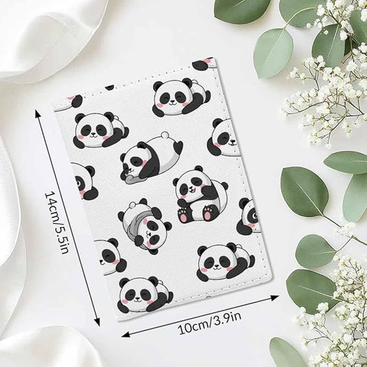 Smile Panda Passport Holder for Travel Little Lovely Animal PU Leather Passport Cover Wallet Cute Passport Card Holder for Women and Men