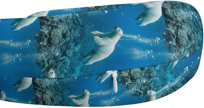 Youth Travel Neck Pillow Soft Memory Foam Chin Support Polar Bears, Washable Cover for Boys Girls Airplane Car School Rest