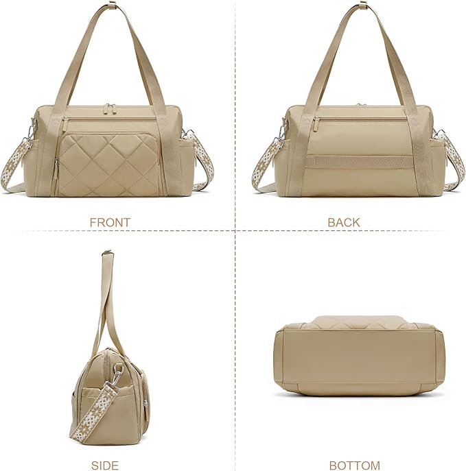 SYTRAH Gym Bag for Women, Duffle Weekender Bags for Travel, Lightweight Weekender Tote with Wet Pocket for Sports, Workout and Dance Khaki