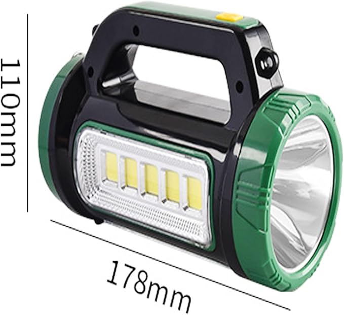 LED Spotlight Lantern Searchlight, Solar Rechargeable Super Bright 10000LM Handheld LED Spot Light Flashlight, Multifunction Camping Lantern Work Light, 6 Lights Modes, Waterproof
