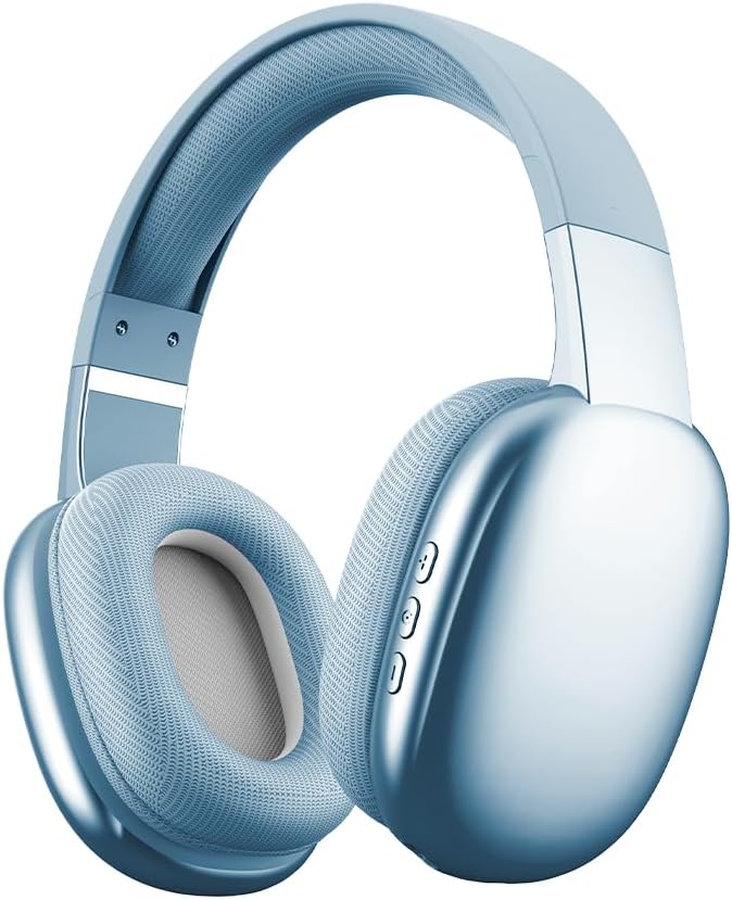 Gabba Goods Wireless Over Ear Bluetooth Headphones with Microphone - Wireless Headset -Noise Reduction - Bluetooth, Wired,Built in Micro SD for Travel, Home, Work TV,PC,Gaming,Cellphone (Blue)