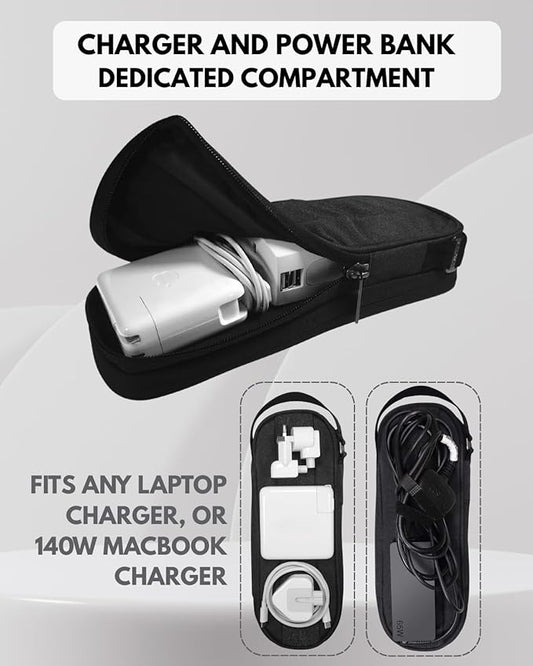 SIDE BY SIDE Electronics Organizer Travel Case for Cables, Charger, Power Bank โ Tech Bag for MacBook Accessories, Adapter โ Slim Cord Organizer Bag with Gift Box for Travel & Daily Use