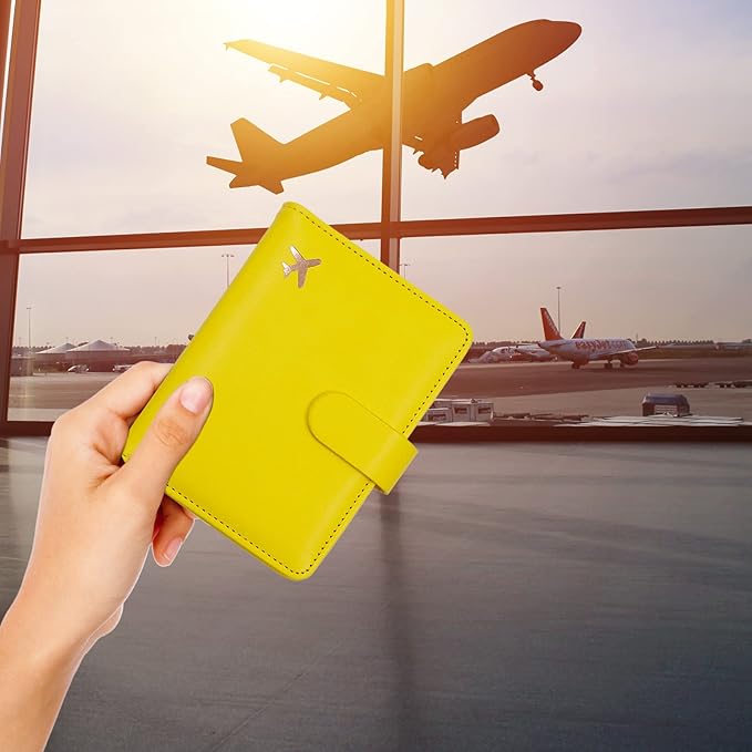 Melsbrinna Premium Leather Passport Holder Covers Case, Waterproof Rfid Blocking Travel Wallet Passport Holder with Pen Holder, Cute Passport Book for Women/Men