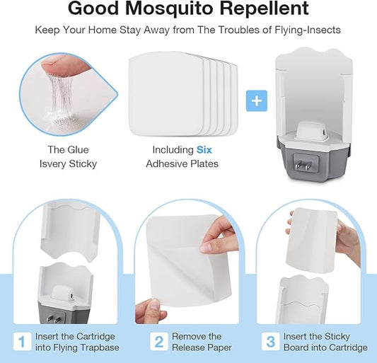 12 Refill Glue Cards for Indoor Flying Insect Trap – Sticky Pads for Capturing Fruit Flies, Gnats, Moths, and Houseflies