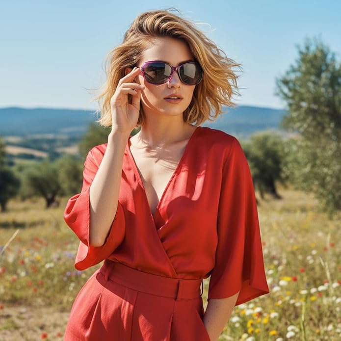 SIPHEW Polarized Sunglasses for Women | Vintage Square Sunglasses w UV400 Protection | Womens Wraparound Shade