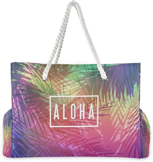 senya Large Beach Shoulder Bags Canvas Tote Water Resistant for Gym Travel Daily