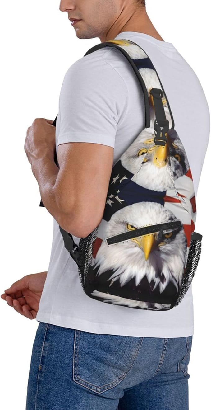 American Flag Sling Bag Multipurpose Crossbody Sling Backpack Travel Cycling Hiking Shoulder Bag For Women Men