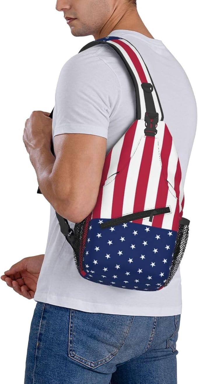 American Flag Sling Bag Multipurpose Crossbody Sling Backpack Travel Cycling Hiking Shoulder Bag For Women Men