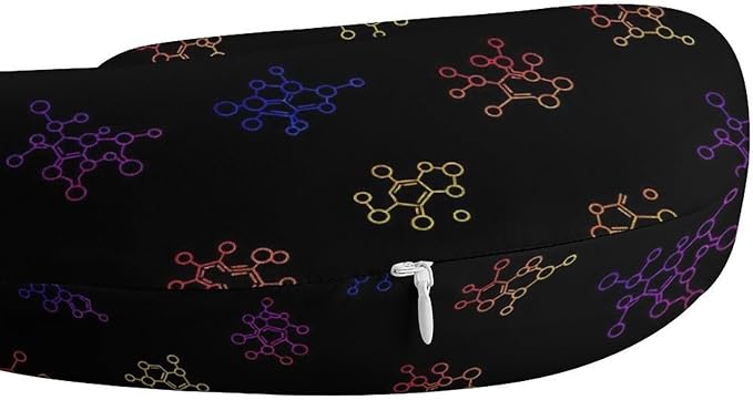 Memory Foam Travel Pillow Chin Head Support Cushion Molecule Acid Chemistry, Washable Removable Cover for Airplane Car Outdoor Sleep