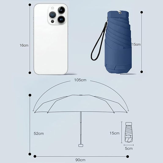 Windproof Mini Travel Umbrella with UPF 50+ Sun & Rain Protection - Ultra Compact & Lightweight, Pocket-Sized for Any Bag, Eco-Friendly Quick-Dry Fabric in Trendy Colors