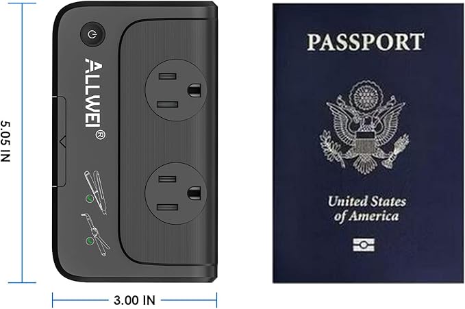 ALLWEI Travel Voltage Converter 220V to 110V Power International Travel Adapter for Hair Straightener/Curling Iron, Universal Power Plug Adapter UK, US, AU, EU, IT, India (Black)