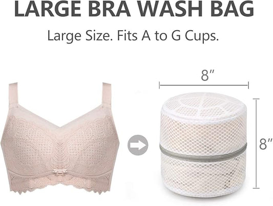 Muchfun 3Pcs Bra Wash Bags, Honeycomb Mesh Laundry Bags for Delicates, Lingerie, Intimates and Underwear 8 x 8 x 8 Inches