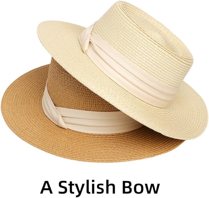 Sun Hat - Foldable Straw Beach Sun Hat for Women UPF40+,Beige Strap Khaki
