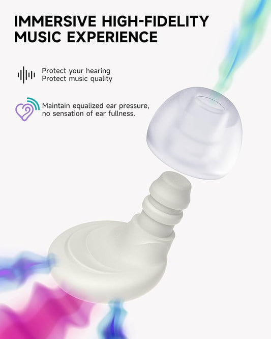 5 Pairs Ear Plugs for Sleeping Noise Reduction,Beinkap Reusable Earplugs Hearing Protection for Focus, Noise Sensitivity,Study,Work,Snoring,Motorcycle,Concert,Airplanes,24dB-33dB(White)