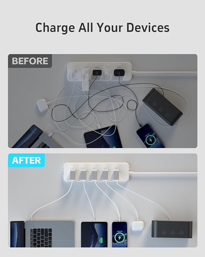 Gitryin Portable USB Phone Charger Block, Retractable Wall Charger with 33.5in Retractable Lightning Cable, 40W Fast Charging Block with USB C Port, Power Adapter with Foldable Plug for iPhone14/13/12