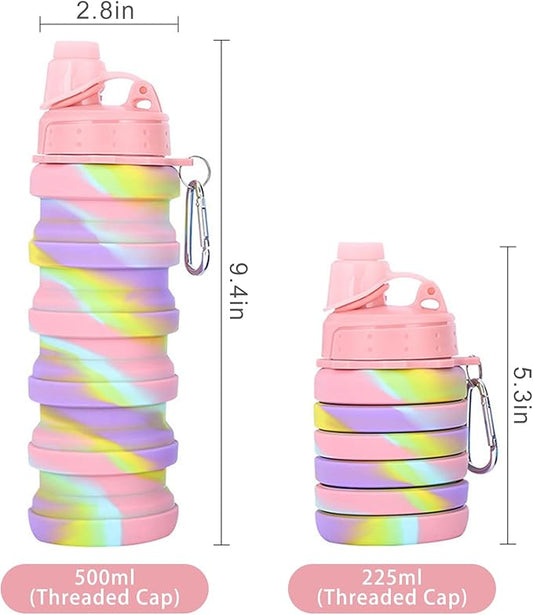 Collapsible Water Bottles Travel water bottle Sports Portable Sport Water Bottle Reusable Water Bottles comes with mountaineering Buckle 500ml silicone Water-proof camping water bottle
