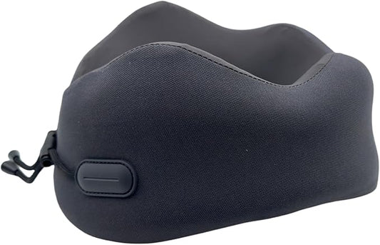 Ultra-Soft Travel Neck Pillow, Ergonomic Design with Contoured Shape, Breathable Fabric,Internal Structure,Travel Blanket Airplane Compact with Bag,Airplane Essentials (Basque Black)
