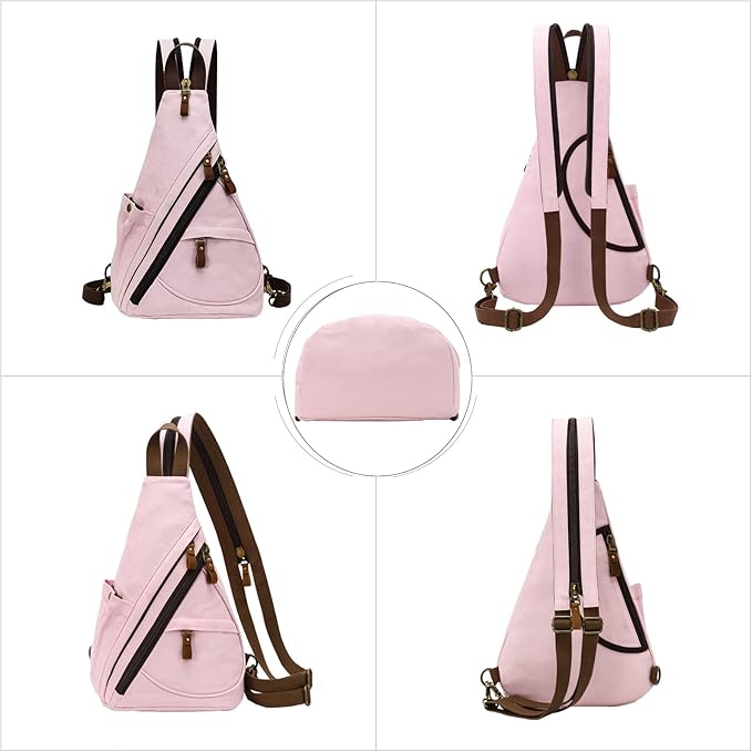 KL928 Canvas Sling Bag - Small Crossbody Backpack Shoulder Casual Daypack Rucksack for Men Women(Large Version)