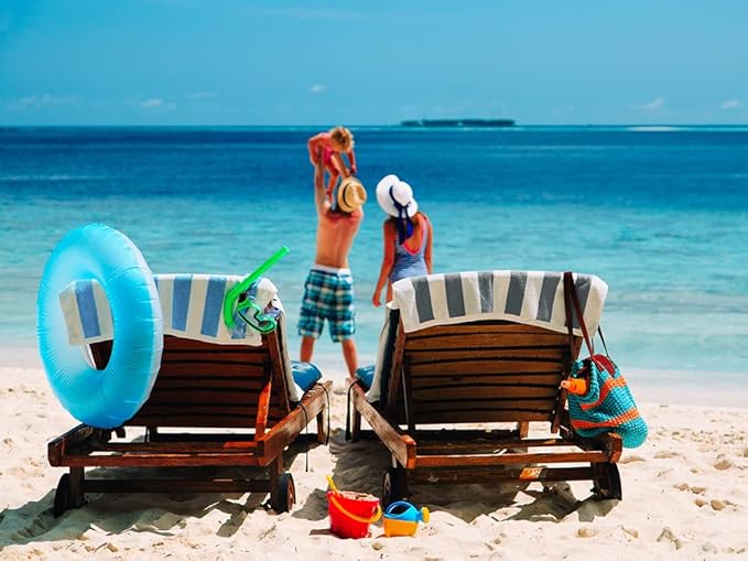 Chakir Turkish Linens Premium Quality 100% Cotton Turkish Cabana Thick Stripe Pool Beach Towels 4-Pack (Light Blue, 30x60 Inch)