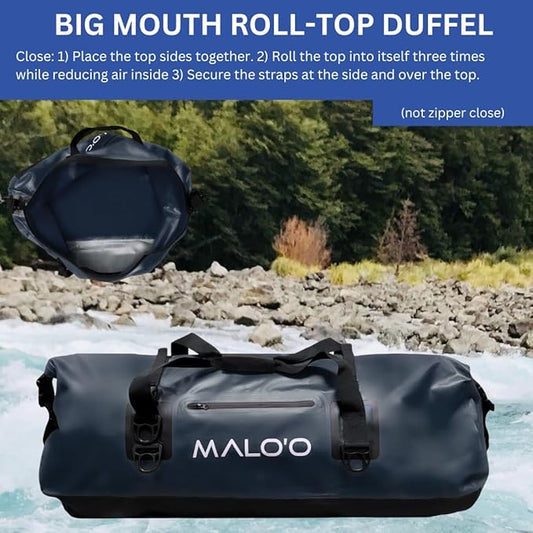 Malo'o Waterproof Dry Bag Duffel 40L/60L/100L, Roll Top Duffel Keeps Gear Dry for Kayaking, Rafting, Boating, Swimming, Camping, Hiking, Beach, Fishing - Internal & External Pockets and Molle Loops