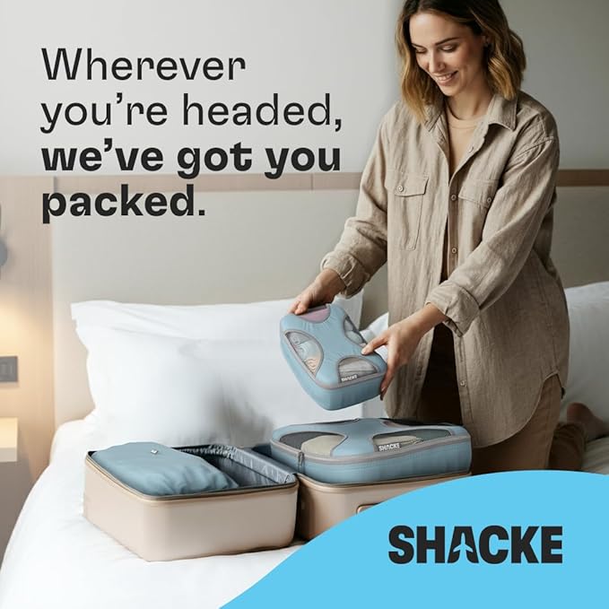 Shacke 6 Set Packing Cubes for Travel - Compression Packing Bags/Travel Organizer - Luggage Organizer Bags for Traveling - Travel Essentials for Women - Cruise Must Haves Packing List