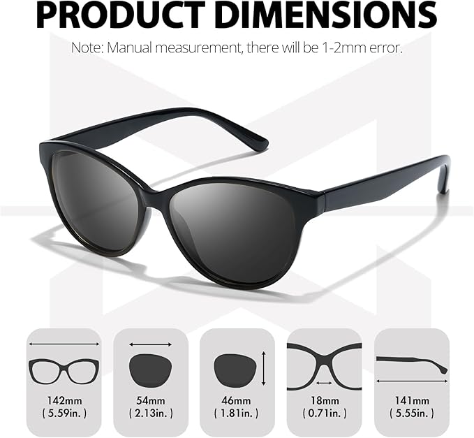 Myiaur Polarized Sunglasses for Women, Trendy Cat Eye Sun Glasses UV400 Protection Classic Retro Shade 2 Pack