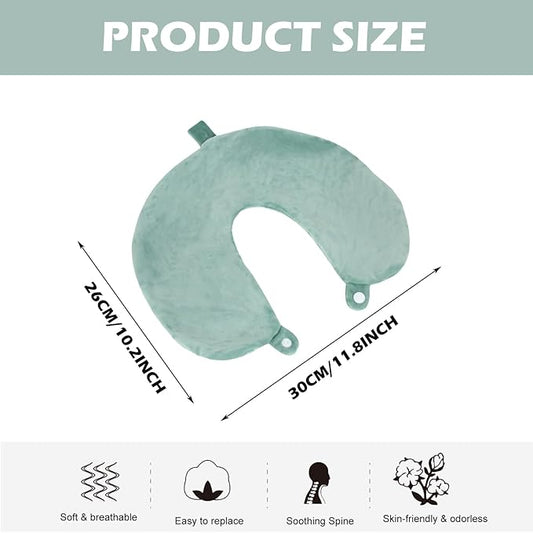 Travel Neck Pillow Cover, Neck Pillow Case, Pure, Soft and Smooh, Airplane Pillow Replacementt Cover Washable (Only Pillow Covers, no Filler)