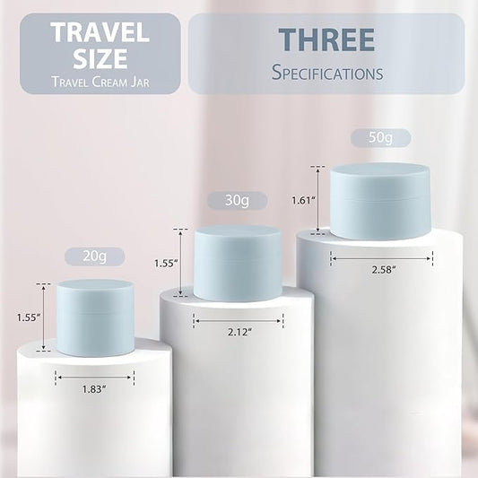 Travel Size Containers, Small Plastic Containers with Lids, 20 Gram Travel Container for Creams, Lotion, Toiletries, Makeup (2PCS Blue and 2PCS Pink Plastic Jars)