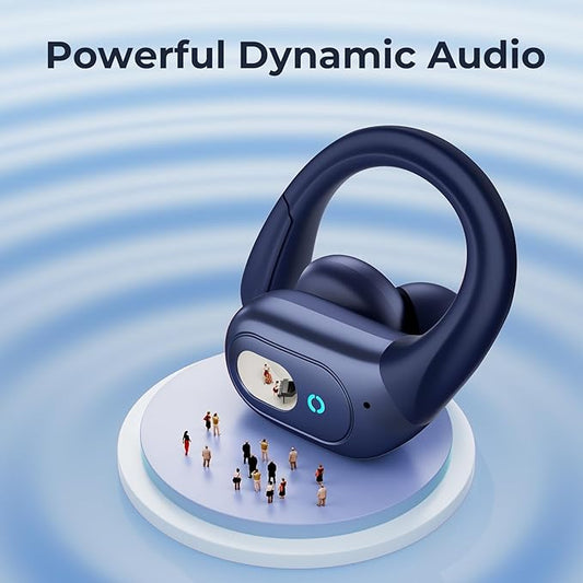 occiam Active Noise Cancelling Earbuds Wireless Bluetooth Headphones Ear Buds 90Hrs Playback Stereo Bass Earphones with Mic Over-Ear Hooks IPX7 Waterproof Headset for Work Sports Running Gym Deep Blue