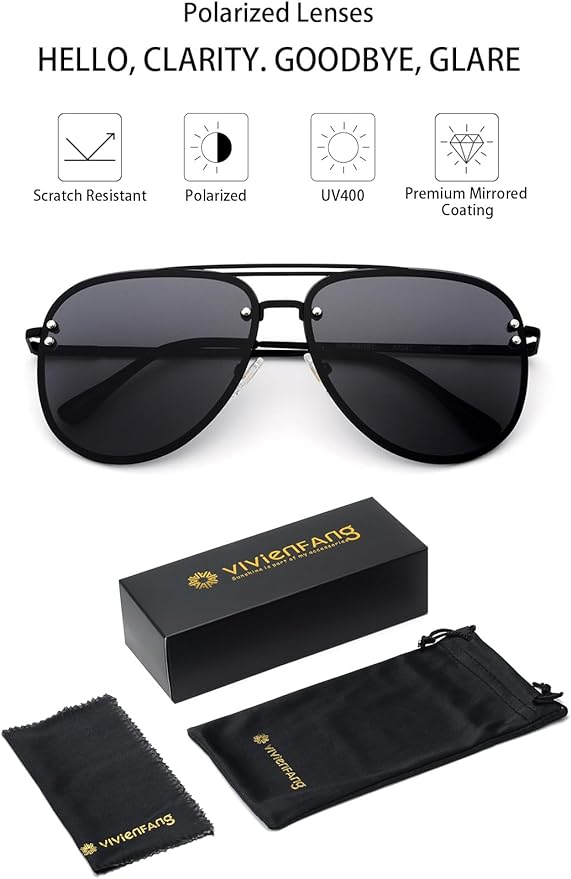 Trendy Oversized Aviator Sunglasses for Women 2025, Cute Retro Aviator Sun Glasses UV Protection Big Shades VF2203