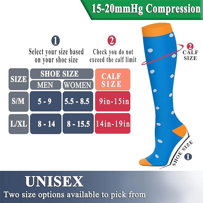 QUXIANG Copper Compression Socks for Women & Men Circulation (8 Pairs) - Best for Running Athletic Cycling - 15-20 mmHg