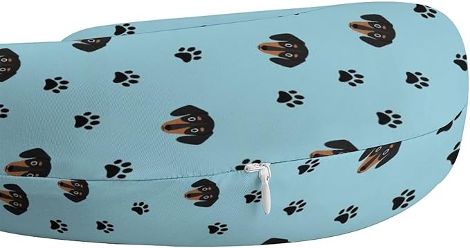Memory Foam Travel Pillow Chin Head Support Cushion Little Dachshund Puppy Head Dog, Washable Removable Cover for Airplane Car Outdoor Sleep