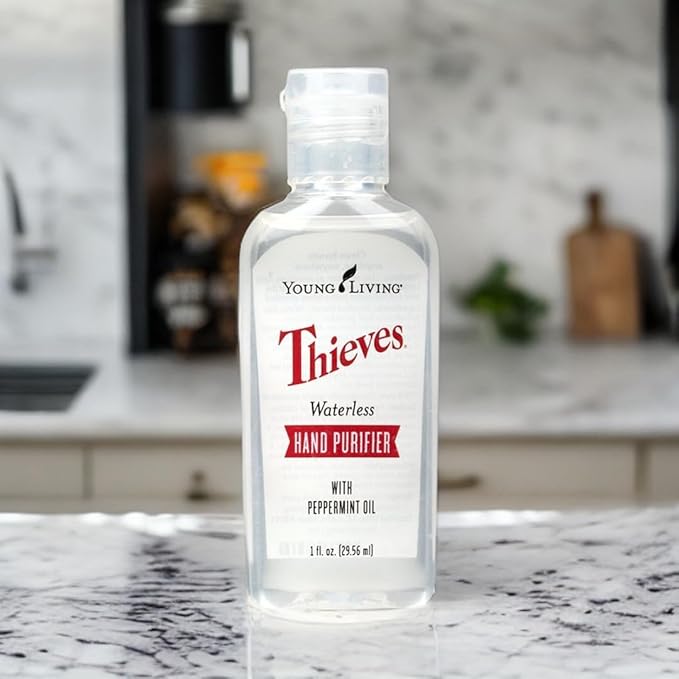 Young Living Thieves Waterless Hand Purifier with Peppermint Oil | 1 oz | Convenient, Refreshing, and Gentle Cleanser for Soft Hands | 3 Pack