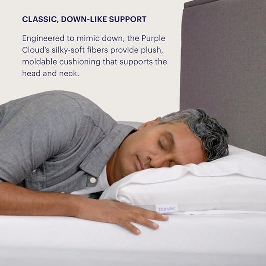 Purple Cloud Pillow - King Size, Hypoallergenic Gel Fiber Fill for Plush, Cloud-Like Comfort - Molds to Support Head & Neck, Won’t Clump or Flatten