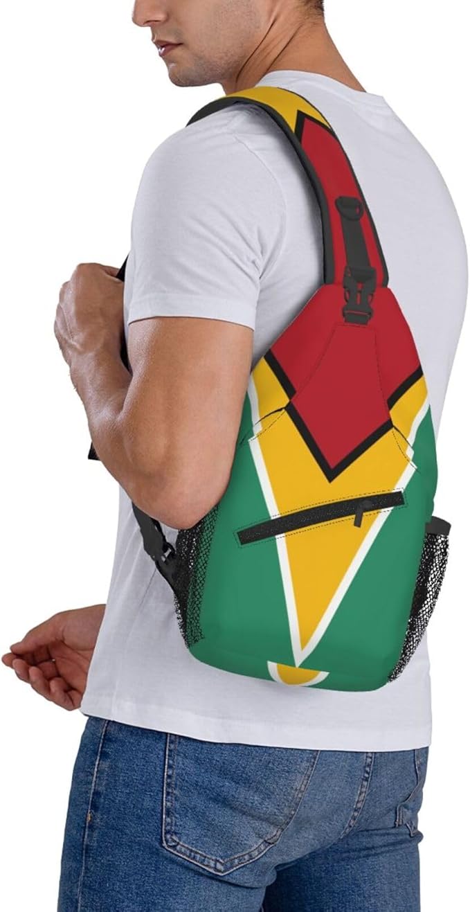 Guyana Flag Sling Bag Multipurpose Crossbody Sling Backpack Travel Cycling Hiking Shoulder Bag For Women Men