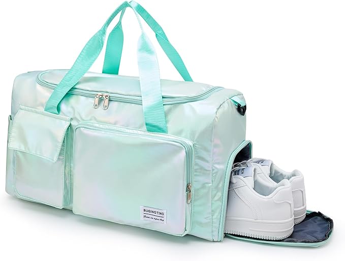 Small Gym Bag for Women, Travel Duffle Bag Carry On Weekender Bag with Shoe Compartment