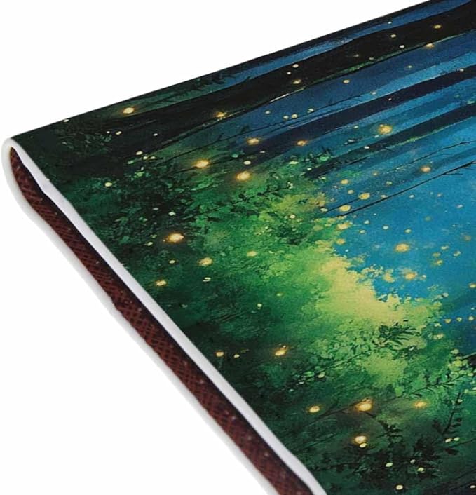 Fairytale Bamboo Passport Holder for Travel Trees Surrounded By Fireflies In the Night PU Leather Passport Cover Wallet Cute Passport Card Holder for Women and Men