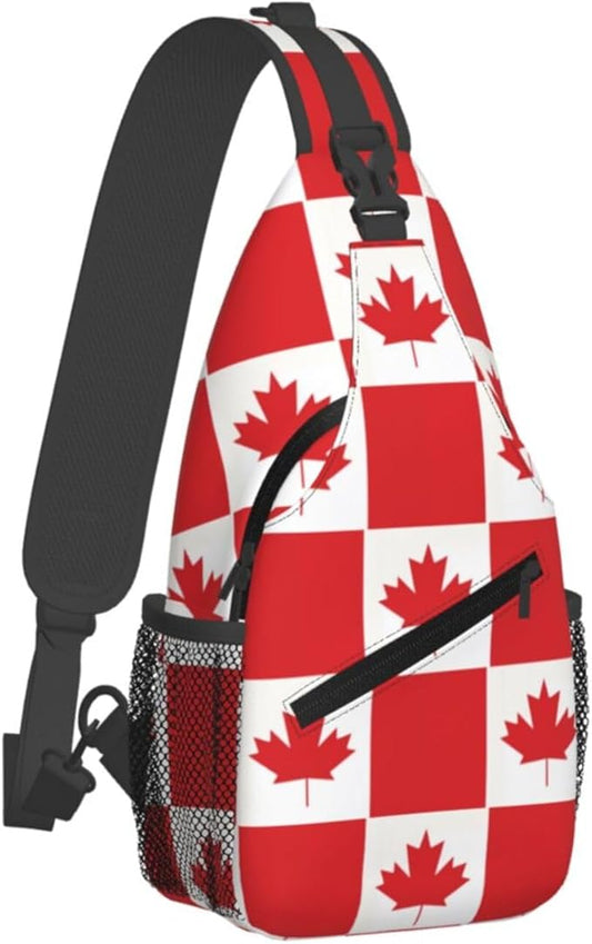 Canadian Flag Sling Bag Multipurpose Crossbody Sling Backpack Travel Cycling Hiking Shoulder Bag For Women Men
