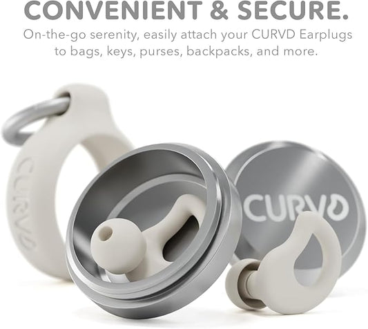 CURVD Everyday Earplugs + Case Clip Bundle, The Perfect earplug for Sleep, Travel, Noise Sensitivity/canceling + Case Clip Package Portable Waterproof Container & Silicone Sleeve for Ear Plugs(Honey)