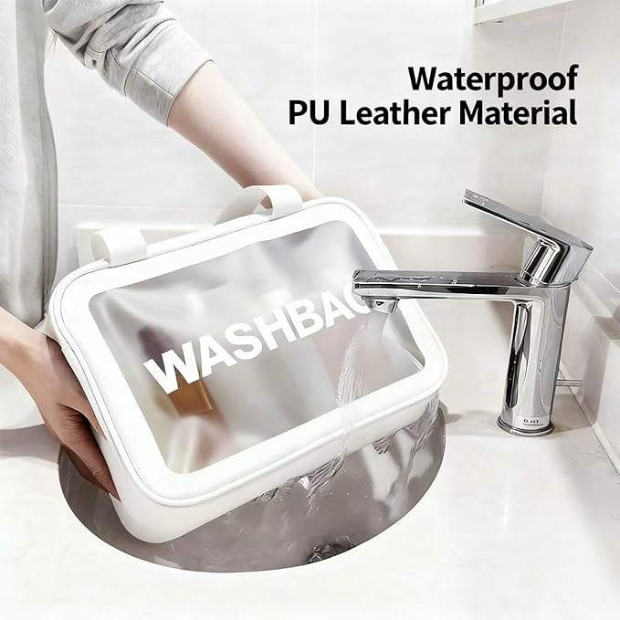 Travel Toiletry Bag for Women and Men, Matte Translucent Toiletry Waterproof Toiletry Bag, Makeup Cosmetic Organizer Bag for Travel Toiletries Accessories White