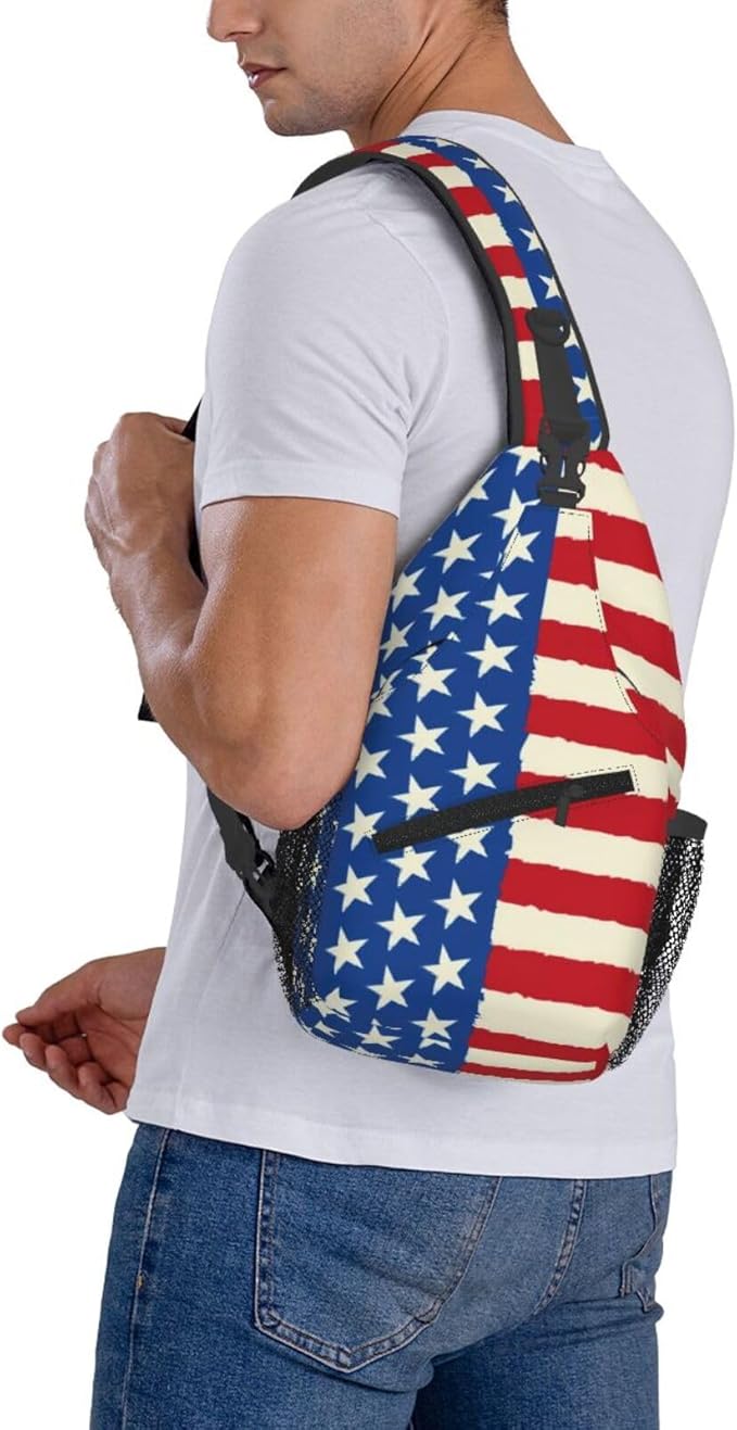 American Flag Sling Bag Multipurpose Crossbody Sling Backpack Travel Cycling Hiking Shoulder Bag For Women Men