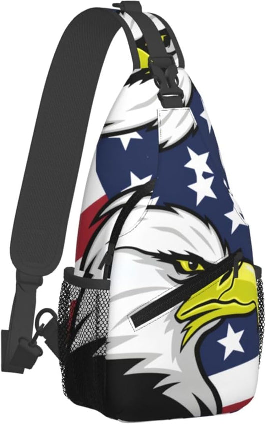 American Flag Sling Bag Multipurpose Crossbody Sling Backpack Travel Cycling Hiking Shoulder Bag For Women Men