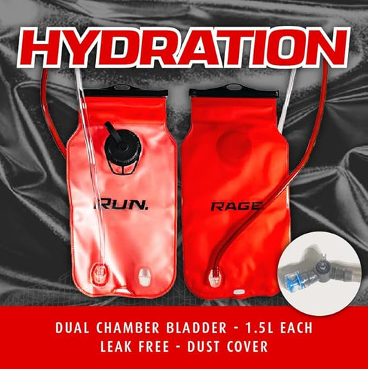 RAVERUNNER® Festival Water Backpack - Dual Chamber Hydration - 3L Insulated Water Backpack for Raves, Festivals, Hiking, Running - Festival Hydration Pack for Hydration Backpack Rave