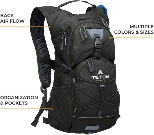 Teton Oasis/Trailrunner Hydration Backpack â Lightweight Water Pack with 2L/3L Bladder for Hiking, Running, Cycling, Biking â 2L/18L/22L Sizes â Sewn-in Rain Cover â Fits Men and Women
