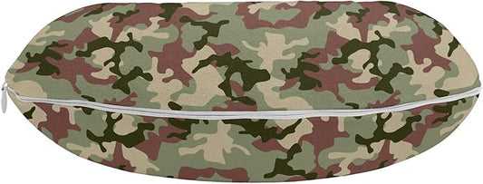 Ambesonne Camo Travel Pillow Neck Rest, Illustrated Green Camouflage in Forest Colors Hunter Theme, Memory Foam Traveling Accessory for Airplane and Car, 12", Dark Green Army Green