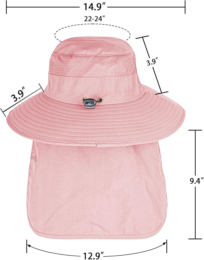 Sun Hats for Men Women Fishing Hat UPF 50+ Breathable Wide Brim Bucket Hats Summer UV Protection Safari Hat with Neck Flap