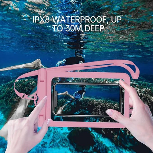 [Up to 6.9" 2 Pack Waterproof Phone Pouch Case,Waterproof Phone Bag for iPhone 17 16 15 14 13 Pro Max Plus Galaxy S25 S24 Ultar Plus+,IPX8 Cellphone Dry Bag Beach Travel Essentials-Pink